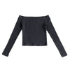 Elastic Women Crop Top Solid Color Long Sleeve Close-fitting T-shirt