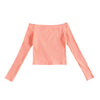 Elastic Women Crop Top Solid Color Long Sleeve Close-fitting T-shirt