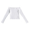 Elastic Women Crop Top Solid Color Long Sleeve Close-fitting T-shirt