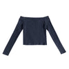 Elastic Women Crop Top Solid Color Long Sleeve Close-fitting T-shirt