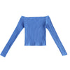 Elastic Women Crop Top Solid Color Long Sleeve Close-fitting T-shirt