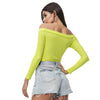 Elastic Women Crop Top Solid Color Long Sleeve Close-fitting T-shirt