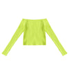 Elastic Women Crop Top Solid Color Long Sleeve Close-fitting T-shirt