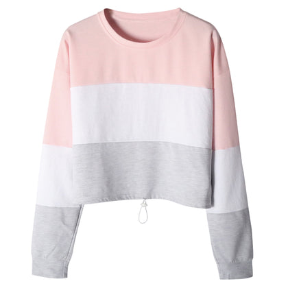 Patchwork Color Blocking Hoodie Round Collar Loose Pullover