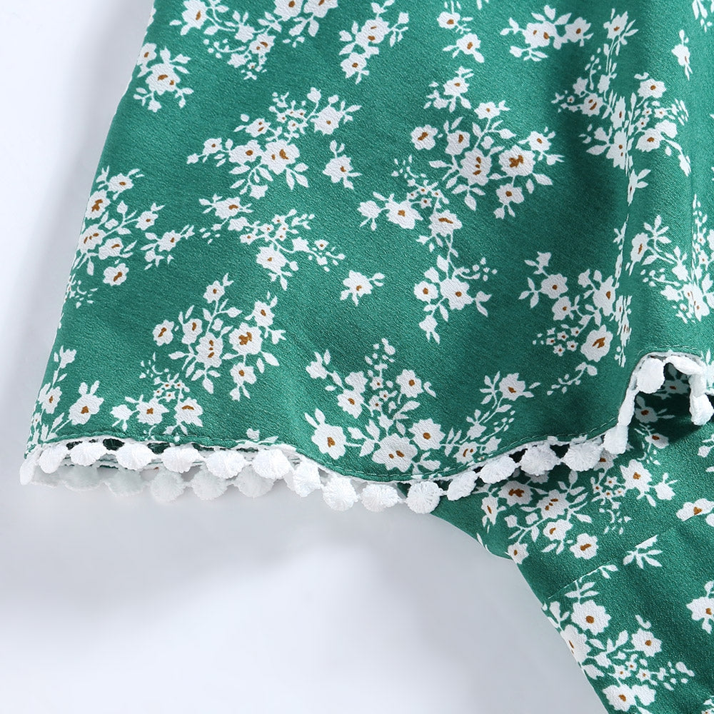 Floral Print Mini Dress Backless Cross Strap
