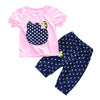 Girls 2-piece Suit T-shirt Shorts Polka Dots Round Neck Short Sleeve