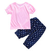 Girls 2-piece Suit T-shirt Shorts Polka Dots Round Neck Short Sleeve