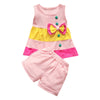 Girls 2-piece Suit T-shirt Shorts Color Splice Bow Round Neck