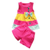 Girls 2-piece Suit T-shirt Shorts Color Splice Bow Round Neck