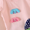 Girls 2-piece Suit T-shirt Shorts Cute Pattern Round Neck Ruffled Sleeves