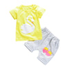 Girls 2-piece Suit T-shirt Shorts Cute Cartoon Round Neck Short Sleeve