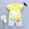 Girls 2-piece Suit T-shirt Shorts Cute Cartoon Round Neck Short Sleeve