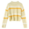 Striped Women Sweater Round Collar Long Sleeve Crop Top