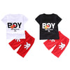 Boys 2-piece Suit T-shirt Shorts Cute Pattern Pockets Round Neck Short Sleeves