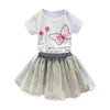 Girls 2-piece Suit T-shirt Skirt Flower Butterfly Round Neck Short Sleeves