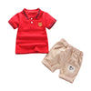 Boys 2-piece Suit T-shirt Shorts Turn-down Collar Short Sleeves Pockets