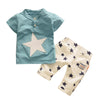 Boys 2-piece Suit T-shirt Shorts Star Button Stand Collar Short Sleeves