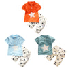 Boys 2-piece Suit T-shirt Shorts Star Button Stand Collar Short Sleeves
