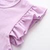 Girls 2-piece Suit T-shirt Shorts Ruffle Splice Round Neck Short Sleeves
