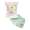 Girls 2-piece Suit T-shirt Shorts Cute Rabbit Round Neck Short Sleeves