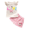 Girls 2-piece Suit T-shirt Shorts Cute Rabbit Round Neck Short Sleeves