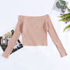 Elastic Women Crop Top Solid Color Long Sleeve Close-fitting T-shirt