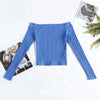 Elastic Women Crop Top Solid Color Long Sleeve Close-fitting T-shirt