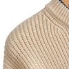 Women Pullover Knit Sweater Loose-fitting Style Wave Hemline Round Collar Long Sleeve