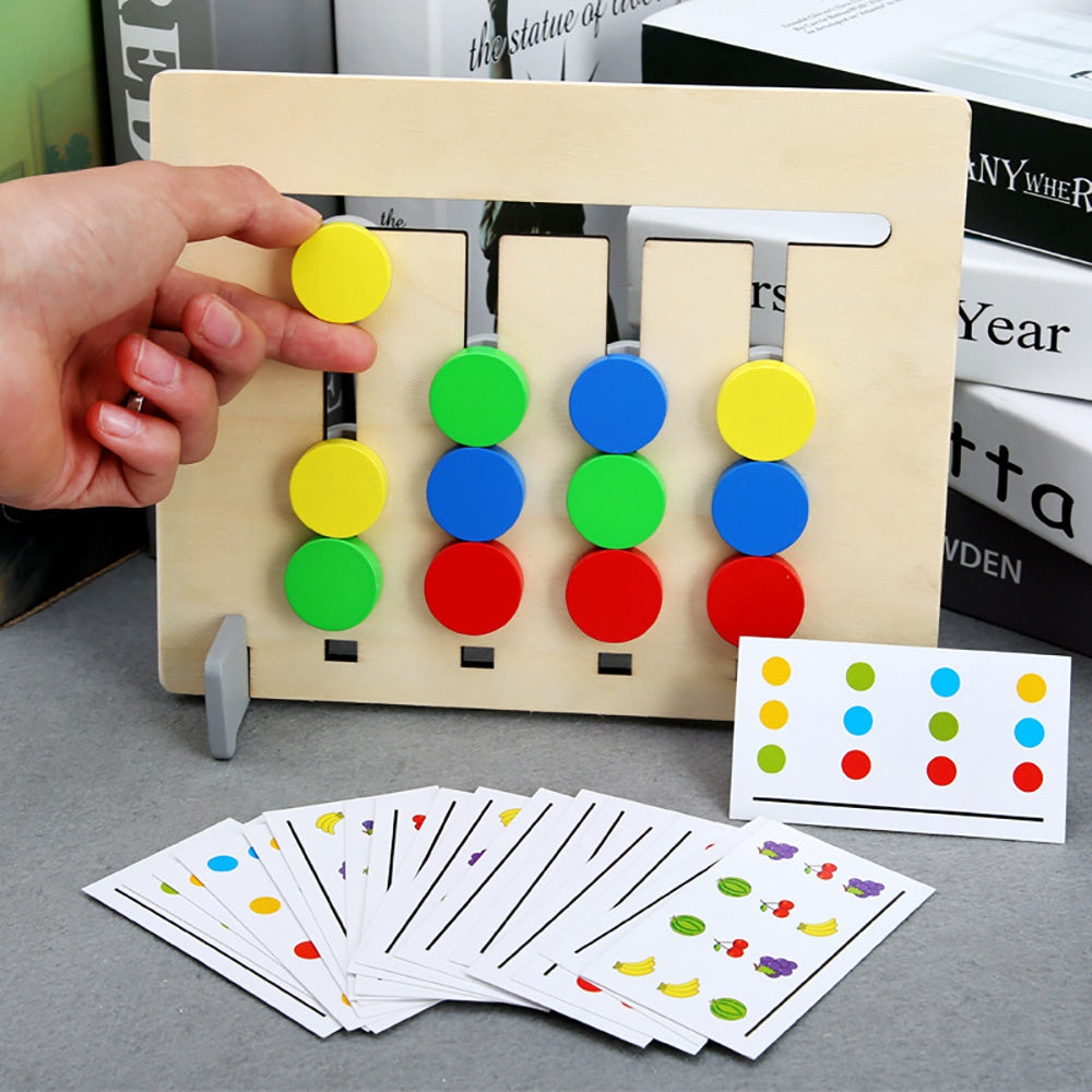 Four-color Fruit Wooden Matching Logic Game Two Sides Mathematics Educational Toys for Children