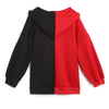 Women Hoodie Color Contrast Hooded Collar Zipper Closure Long Sleeve