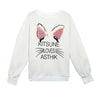 Women Pullover Round Collar Cat Pattern Letter Print Long Sleeve
