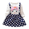 Polka Dot Girl Dress Round Collar Long Sleeve Cartoon Pattern Cotton Children Garment