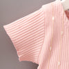 Flower Mesh Girl Princess Dress Round Collar Short Sleeve Comfortable Children Garment