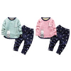 Cartoon Print Fleece Kid Two-piece Suit Round Collar Long Sleeve Children Garment