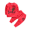 Flower Print Kid Two-piece Suit Round Collar Long Sleeve Children Garment