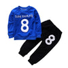 Number Print Kid Two-piece Suit Round Collar Long Sleeve Cotton Children Garment