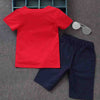 Round Collar Short Sleeve Cartoon Print Summer Kid Two-piece Suit