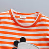 Stripe Print Cartoon Round Collar Short Sleeve Summer Kid Two-piece Suit