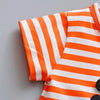 Stripe Print Cartoon Round Collar Short Sleeve Summer Kid Two-piece Suit