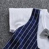 Round Collar Short Sleeve Bow Tie Plaid Print Summer Kid False Three-piece Suit