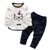 Fleece Kid Two-piece Suit Round Collar Long Sleeve Cartoon Print Children Garment