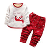 Fleece Kid Two-piece Suit Round Collar Long Sleeve Cartoon Print Children Garment