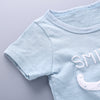 Round Collar Cartoon Elephant Print Summer Kid Two-piece Suit