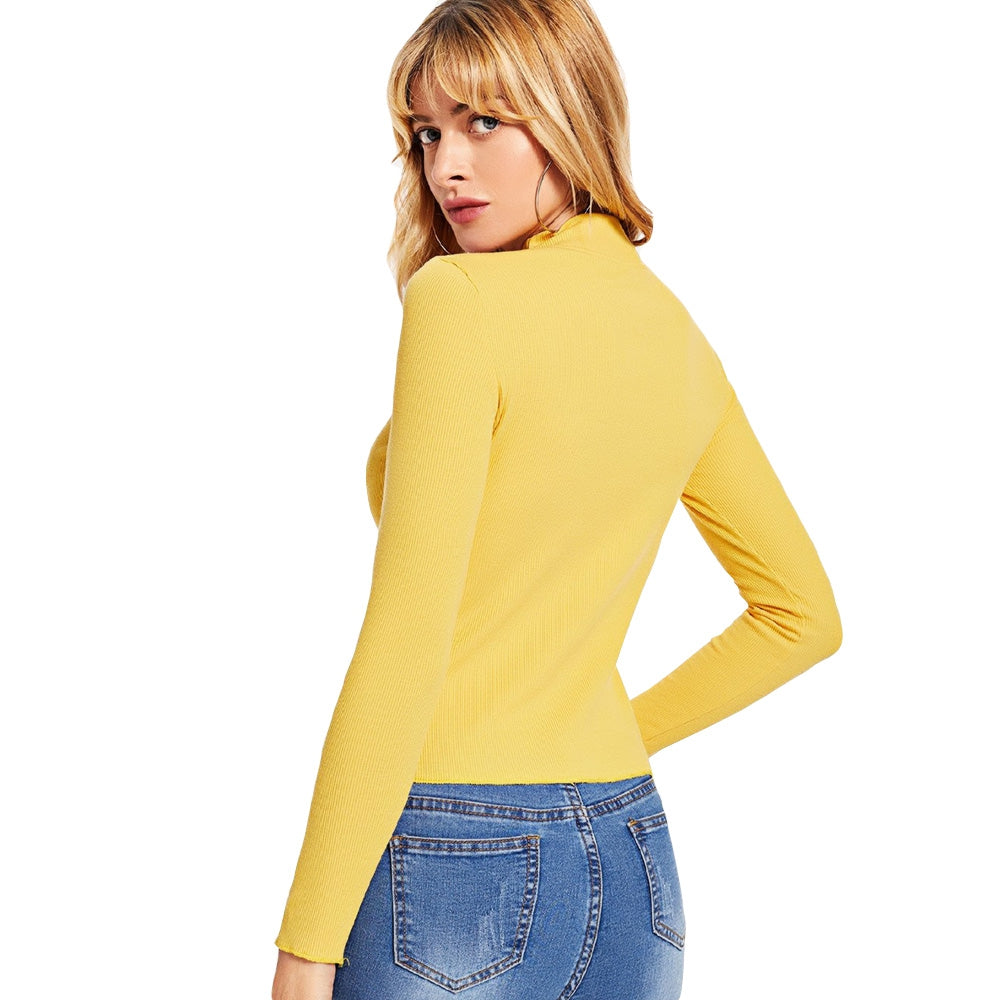 Solid Color Sweater Slim Long Sleeve for Women