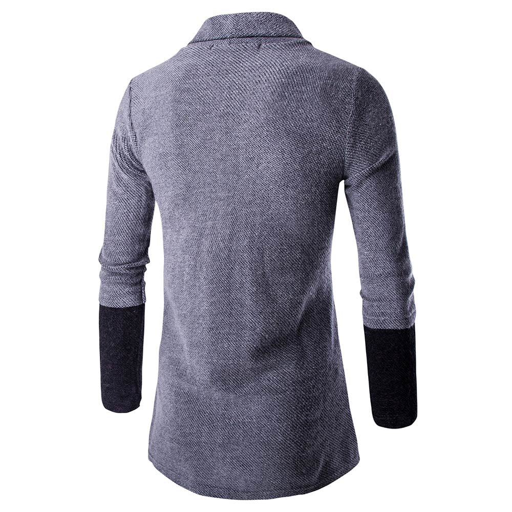 Men Cardigan Color Splice Slim Fit Long Sleeve Sweater
