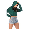 Stripy Women Hoodie Long Sleeve Drawstrings Crop Top Pullover