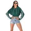 Stripy Women Hoodie Long Sleeve Drawstrings Crop Top Pullover