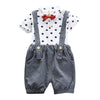 Stand Collar Short Sleeve Polka Dot Print Summer Kid Two-piece Suit