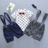 Stand Collar Short Sleeve Polka Dot Print Summer Kid Two-piece Suit