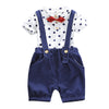 Stand Collar Short Sleeve Polka Dot Print Summer Kid Two-piece Suit